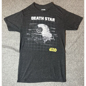 Star Wars T-Shirt Mens Small Black Speckled Death‎ Star Vintage Retro Space Geek